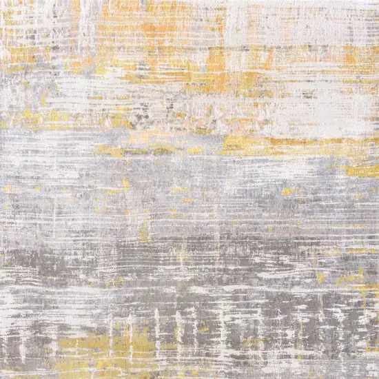 10' Gray and Yellow Abstract Non Skid Area Rug Photo 6