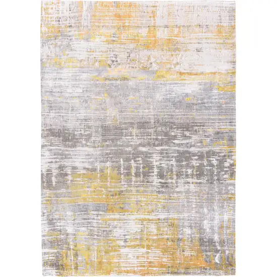 10' Gray and Yellow Abstract Non Skid Area Rug Photo 2