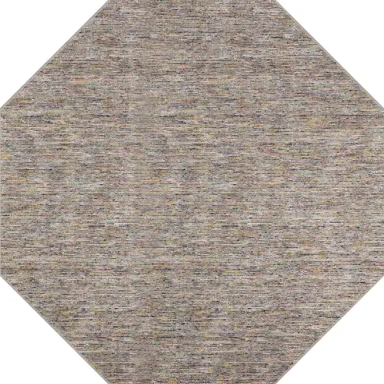 4' Gray and Yellow Octagon Wool Hand Loomed Area Rug Photo 4