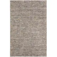 Photo of 4' Gray and Yellow Octagon Wool Hand Loomed Area Rug