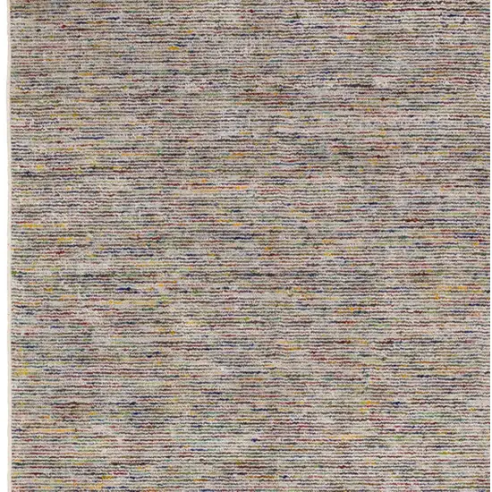 12' Gray and Yellow Wool Hand Loomed Runner Rug Photo 7