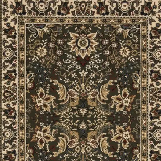 8' Green And Ivory Oriental Runner Rug Photo 4