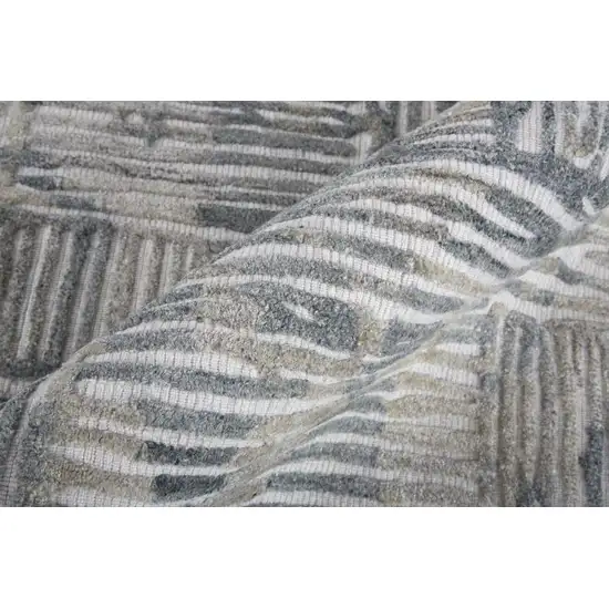 10' Green Blue And Ivory Abstract Hand Woven Runner Rug Photo 5