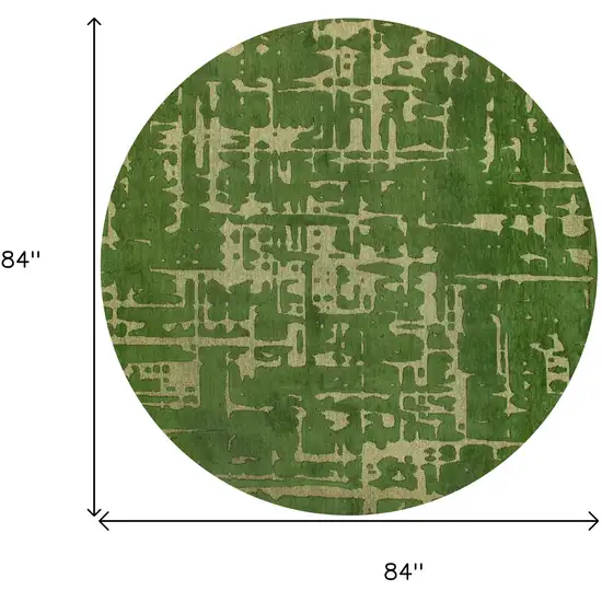 8' Green Round Abstract Non Skid Area Rug Photo 3