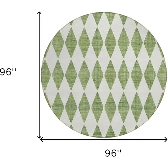 8' Green Round Geometric Washable Indoor Outdoor Area Rug Photo 3