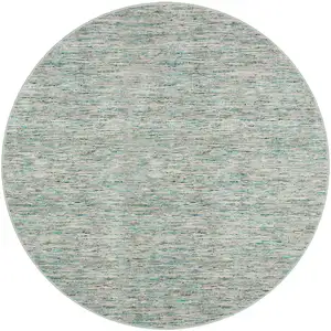 Photo of 4' Green Round Wool Hand Loomed Handmade Area Rug