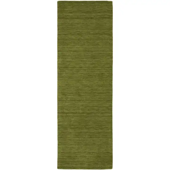 8' Green Wool Hand Tufted Runner Rug Photo 4