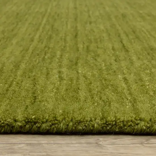 8' Green Wool Hand Tufted Runner Rug Photo 8