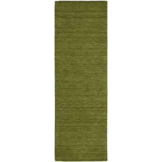 8' Green Wool Hand Tufted Runner Rug Photo 2