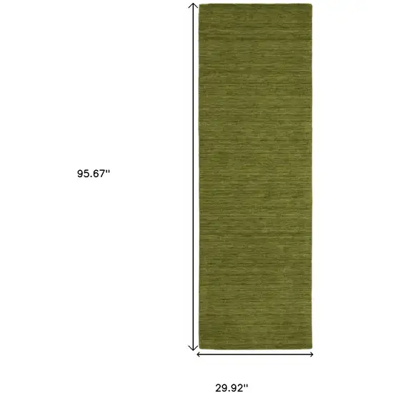 8' Green Wool Hand Tufted Runner Rug Photo 3