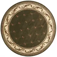 Photo of 8' Green and Brown Round Oriental Area Rug