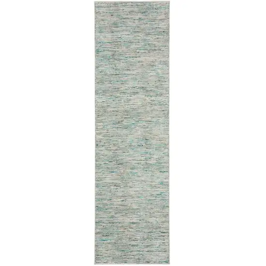 12' Green and Ivory Wool Hand Loomed Runner Rug Photo 1