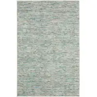 Photo of 12' Green and Ivory Wool Hand Loomed Runner Rug