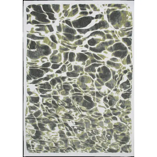 10' Green and White Abstract Non Skid Area Rug Photo 2