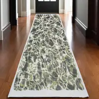 Photo of 10' Green and White Abstract Non Skid Area Rug