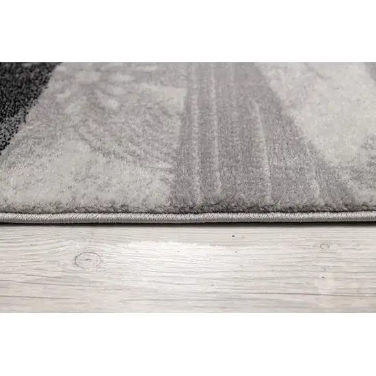 8' Grey Abstract Power Loom Runner Rug Photo 8