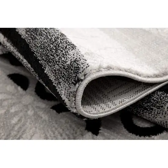 8' Grey Abstract Power Loom Runner Rug Photo 3