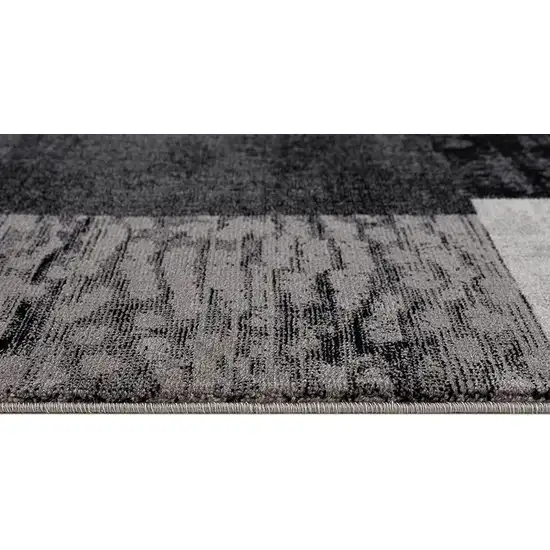 8' Grey Checkered Power Loom Runner Rug Photo 3