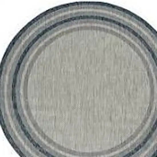 8' Grey Denim Machine Woven Uv Treated Bordered Indoor Outdoor Round Area Rug Photo 4