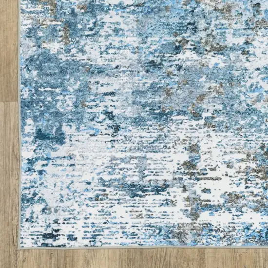 8' Ivory Abstract Distressed Runner Rug Photo 4