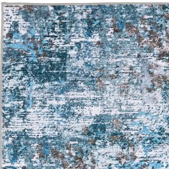 8' Ivory Abstract Distressed Runner Rug Photo 6