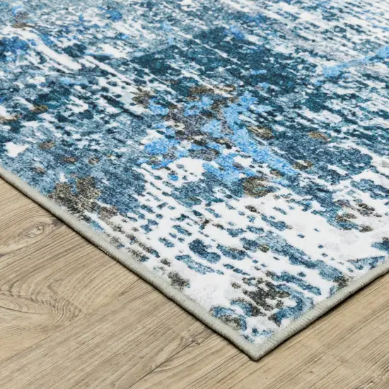 8' Ivory Abstract Distressed Runner Rug Photo 7