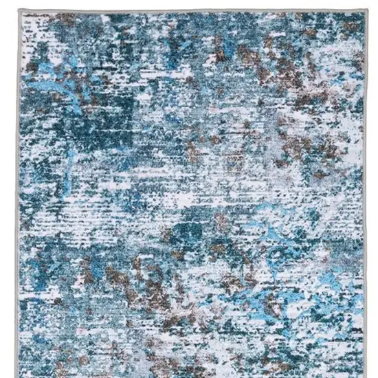 8' Ivory Abstract Distressed Runner Rug Photo 5