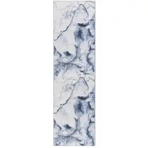 Photo of 8' Ivory Abstract Power Loom Runner Rug