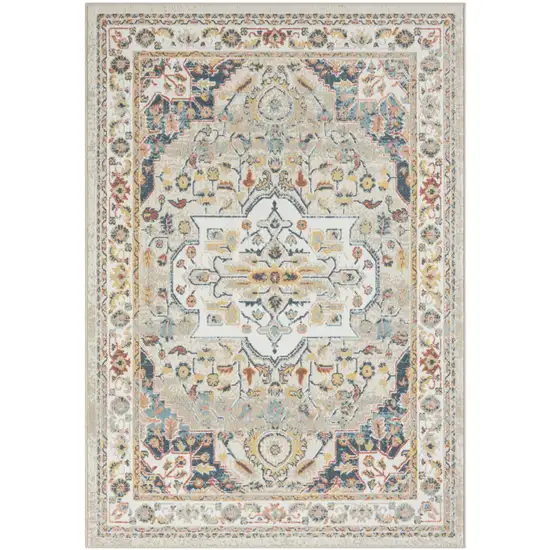 8' Ivory Abstract Runner Rug Photo 1