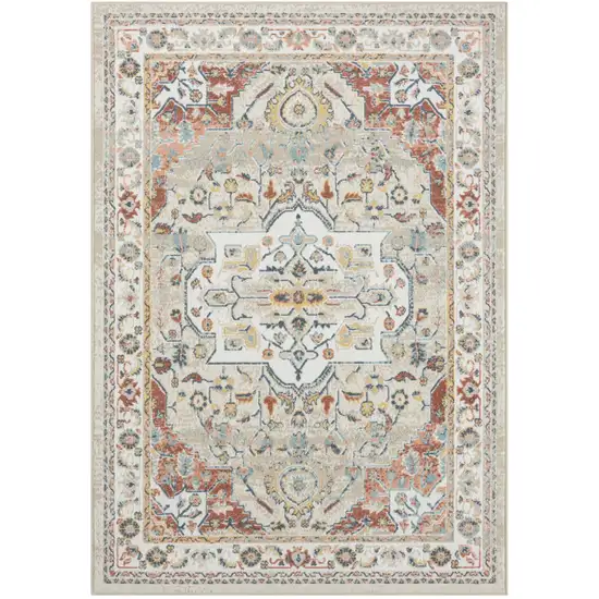 8' Ivory Abstract Runner Rug Photo 1