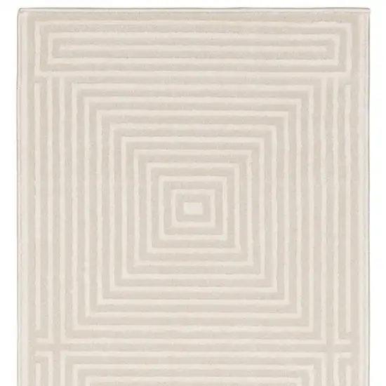 8' Ivory And Beige Geometric Runner Rug Photo 6