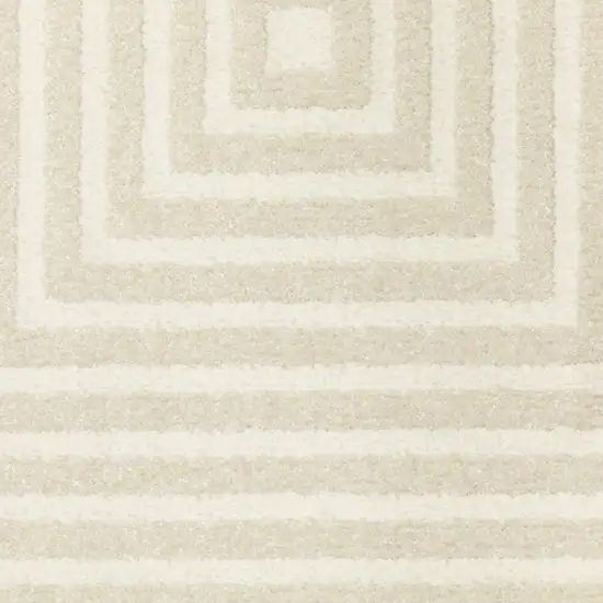 8' Ivory And Beige Geometric Runner Rug Photo 4