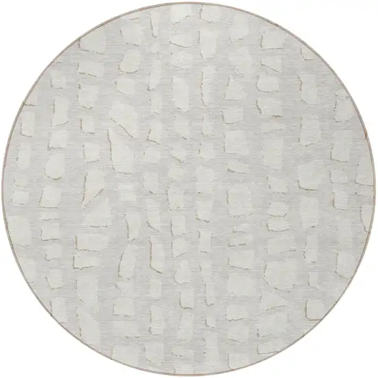 8' Ivory And Beige Round Abstract Washable Indoor Outdoor Area Rug Photo 5