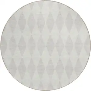 Photo of 8' Ivory And Beige Round Geometric Washable Indoor Outdoor Area Rug