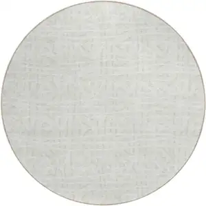 Photo of 8' Ivory And Beige Round Geometric Washable Indoor Outdoor Area Rug