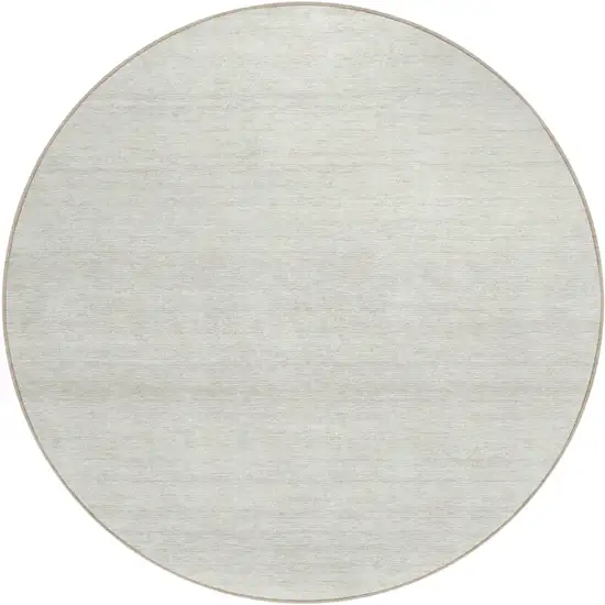 8' Ivory And Beige Round Striped Washable Indoor Outdoor Area Rug Photo 2