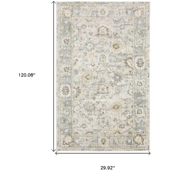 10' Ivory And Blue Oriental Hand Tufted Runner Rug Photo 3