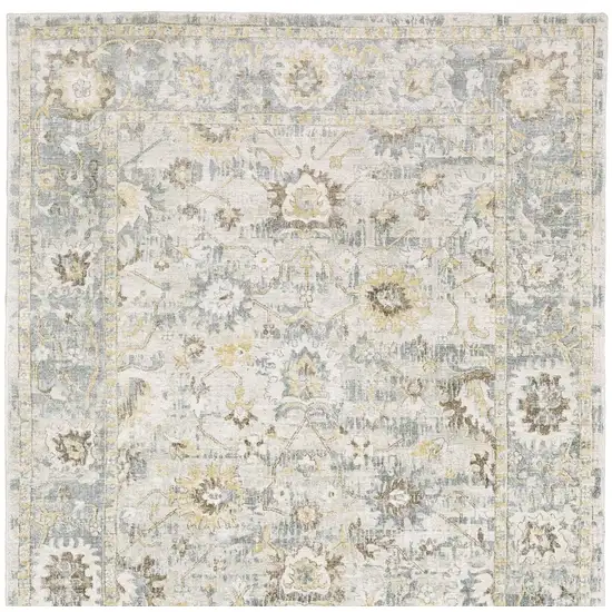 10' Ivory And Blue Oriental Hand Tufted Runner Rug Photo 5