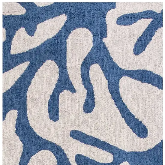 8' Ivory And Blue Runner Rug Photo 4