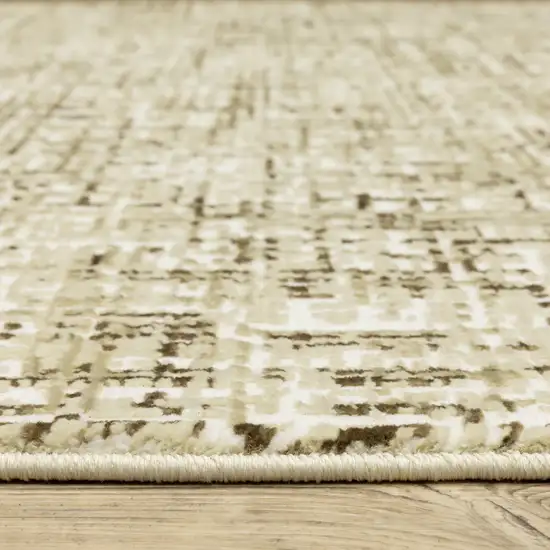 8' Ivory And Brown Abstract Runner Rug Photo 5