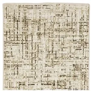 Photo of 8' Ivory And Brown Abstract Runner Rug