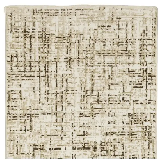 8' Ivory And Brown Abstract Runner Rug Photo 4