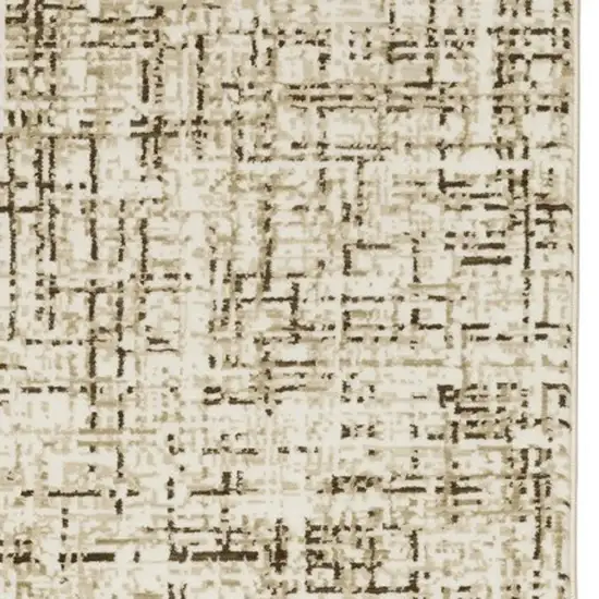 8' Ivory And Brown Abstract Runner Rug Photo 9