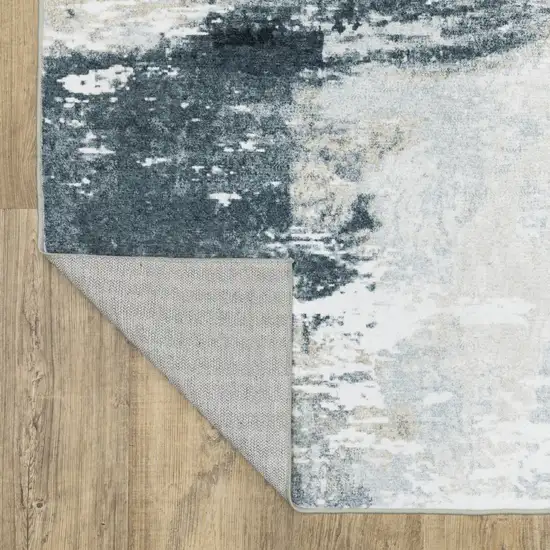 8' Ivory And Gray Abstract Distressed Runner Rug Photo 5