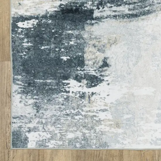 8' Ivory And Gray Abstract Distressed Runner Rug Photo 4