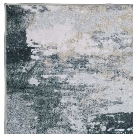 8' Ivory And Gray Abstract Distressed Runner Rug Photo 9