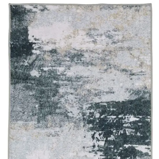 8' Ivory And Gray Abstract Distressed Runner Rug Photo 6