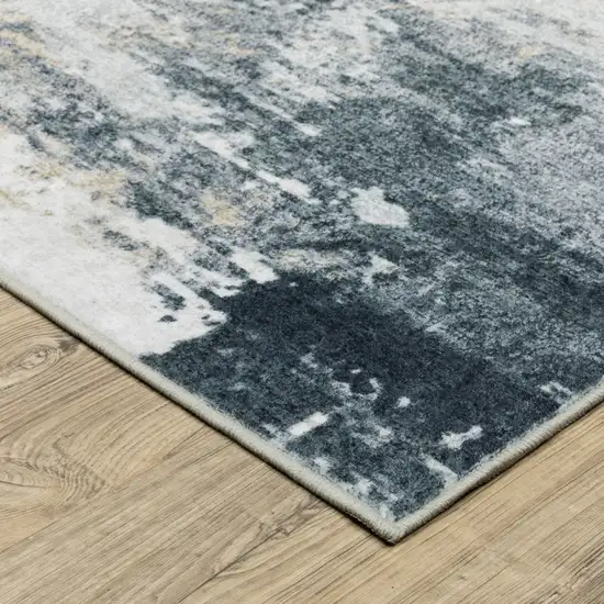 8' Ivory And Gray Abstract Distressed Runner Rug Photo 7