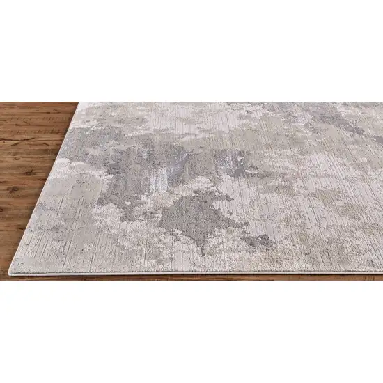 8' Ivory And Gray Abstract Stain Resistant Runner Rug Photo 3