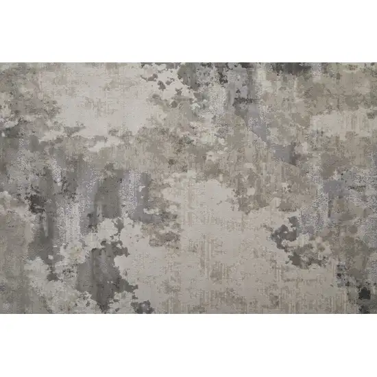 8' Ivory And Gray Abstract Stain Resistant Runner Rug Photo 7